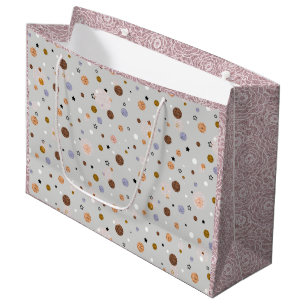 Multifärgat polka dots på grått. stor presentväska