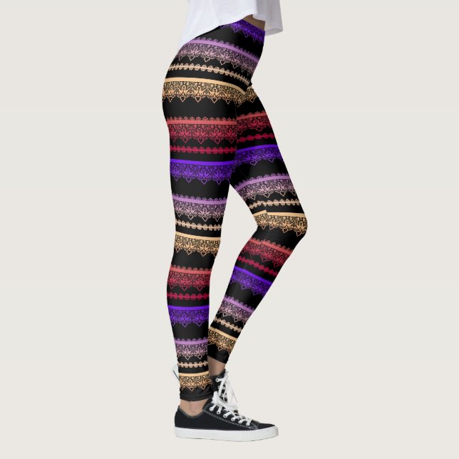 Multifärgat snöre på svart leggings (Höger)