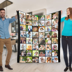 Multifoto 48 Bild rutnätsfärgad svart Fleecefilt