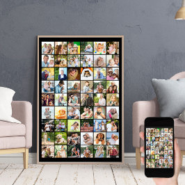 Multifoto 54 Bild Grid Collage Black Poster