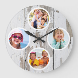 Multifoto av familjen Rustik Keepsaki Stor Klocka