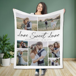 Multifoto Collage Kärlek Sweet Kärlek Newlyged Fleecefilt