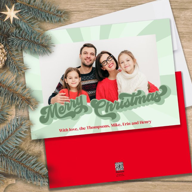 Multifoto för återställande av god jul-typografi julkort (Retro style vintage Merry Christmas typography photo card)