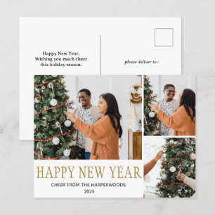 Multifoto för elegant Modern Gott nytt år 3 Helg Vykort