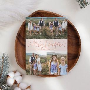 Multifoto för God jul Script Peach Julkort