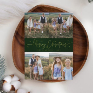 Multifoto för Grönt för God jul-skript Julkort