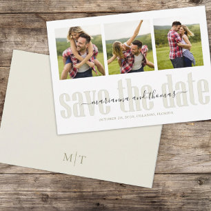 Multifoto för Guld Calligraphy Script Snyggt Spara Datumet