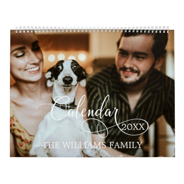 Multifoto för Modern Script Calendar-familjeminnen Kalender (Omslag)