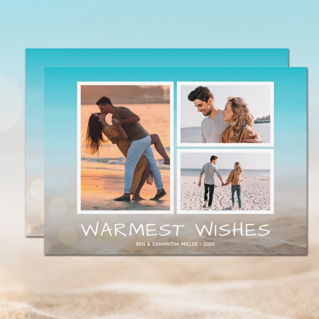 Multifoto för tropisk persikofärgad jul julkort (Skapare uppladdad)