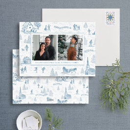 Multifoto för Winter Wonderland Toile Helgdag Julkort