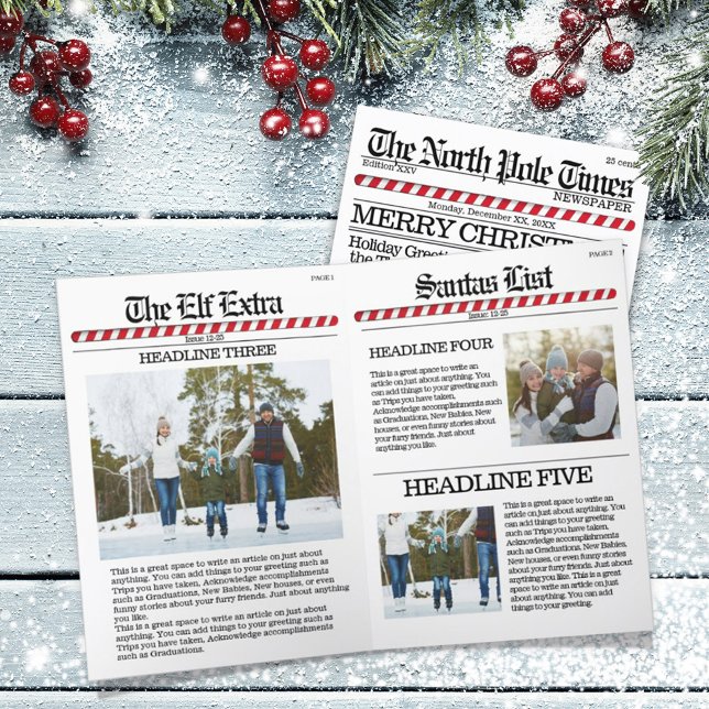 Multifoto God jul North Pole Newspaper Helgkort (Skapare uppladdad)