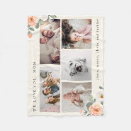 Multifoto Grid för Mor med persikoblommor Fleecefilt