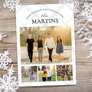 Multifoto-kollage för Winter-pektyrfamiljen Julkort