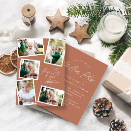 Multifoto, modernt elegant-skript terracotta party julkort