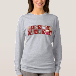 Multifoto Mönster med Grandma Text Photo T Shirt