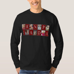 Multifoto Mönster med Grandpa Text Photo T Shirt