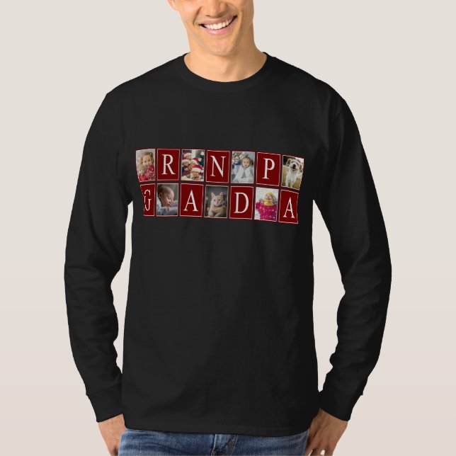 Multifoto Mönster med Grandpa Text Photo T Shirt (Framsida)