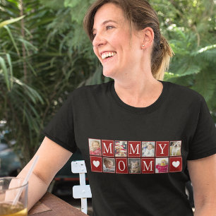 Multifoto Mönster med Mamma Text Photo T Shirt