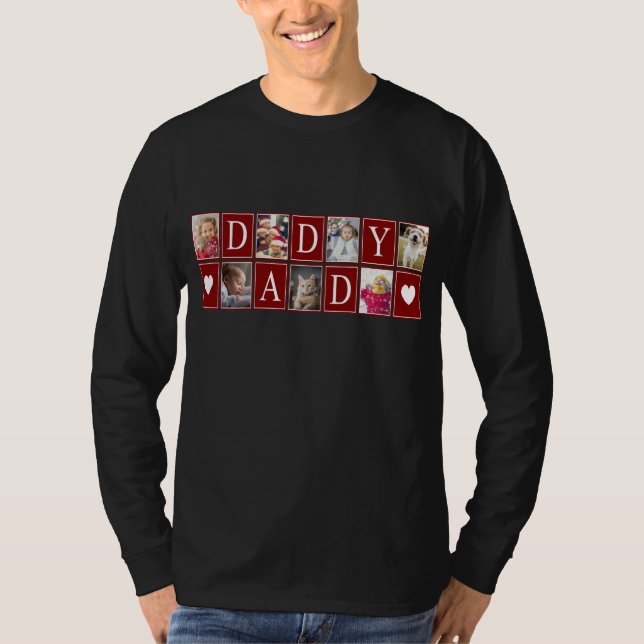 Multifoto Mönster med pappa Text T Shirt (Framsida)
