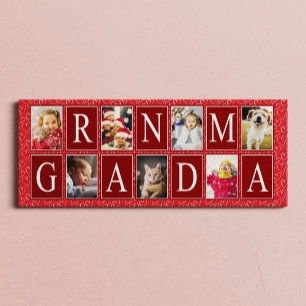 Multifoto Red Heart Mönster Grandma Photo Canvastryck