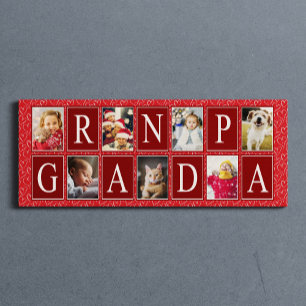 Multifoto Red Heart Mönster Grandpa Photo Canvastryck