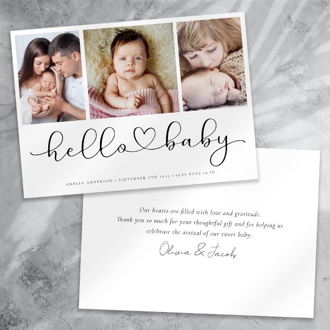 Multifoto-skript med Heart Nyfödd bebis Photo Meddelande (Skapare uppladdad)