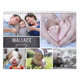 Multifotofamilj med månatlig Personlig Kalender