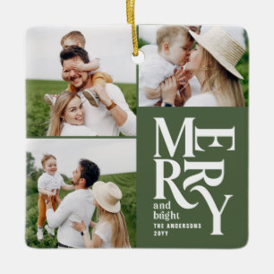 multifotomodern färgstark grönt typografi julgransprydnad keramik