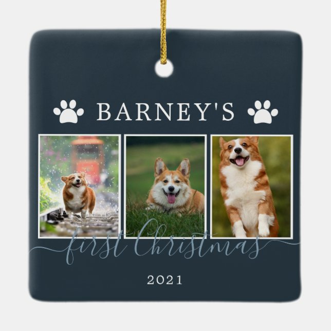 Multifoton - första julens Hund Ceramic Ornamic Julgransprydnad Keramik (Baksida)