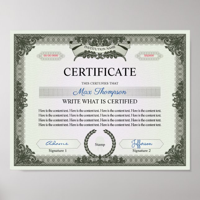 Multifunktionscertifikat Poster (Framsidan)