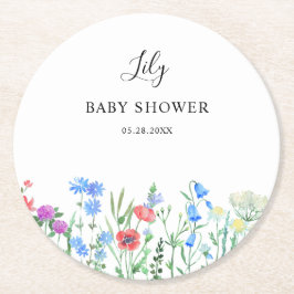 Multihued Wildflower Baby Shower Celebration Underlägg Papper Rund