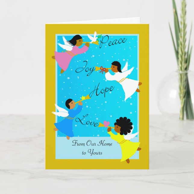 Multikulturell Änglar jul från vårt hem Kort (Framsida)