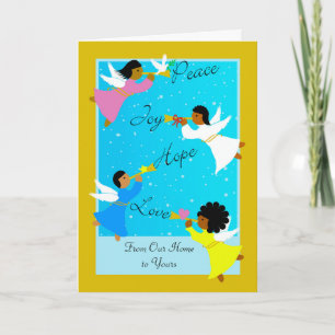 Multikulturell Änglar jul från vårt hem Kort