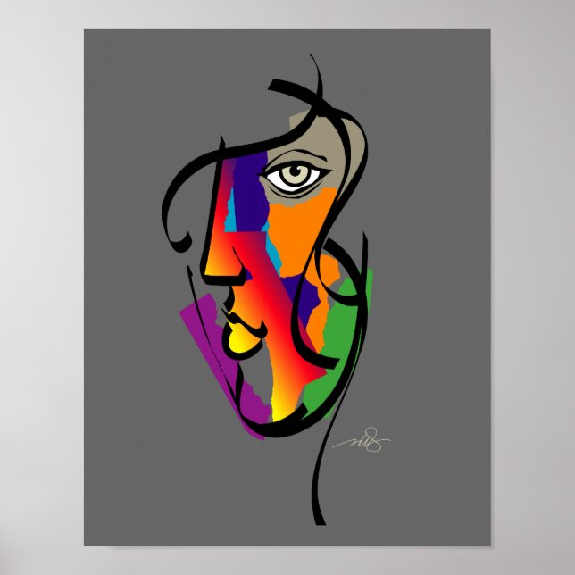 Multikulturell kvinna på Grått Poster (Framsidan)
