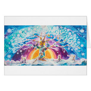 Multikulturell Livets träd - Vinter   Tomt kort