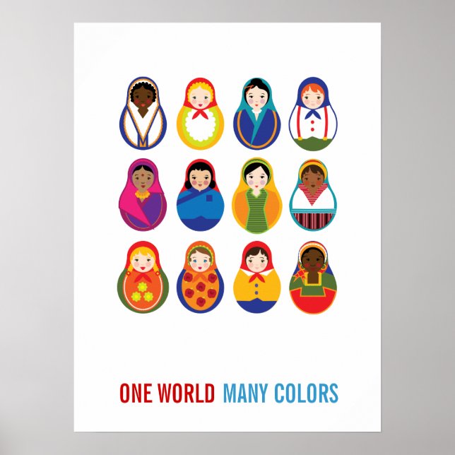Multikulturella förtöjningsdockor i världen många  poster (Framsidan)