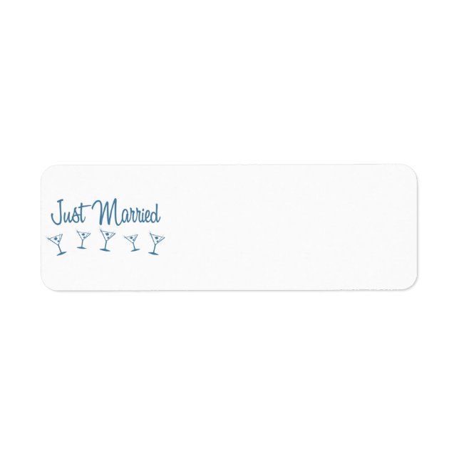 MultiMartini-JustMarried-Blue Returadress Etikett (Framsidan)