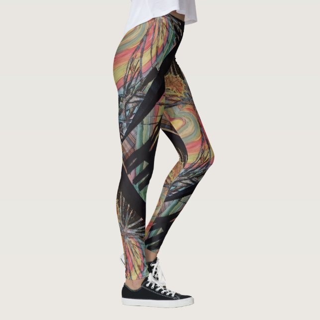 Multimedia abstrakt på svart leggings (Höger)