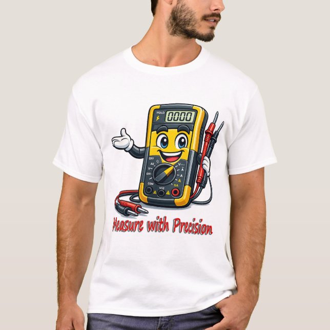 Multimeter Cartoon Mät Med Precision T-Shirt (Framsida)