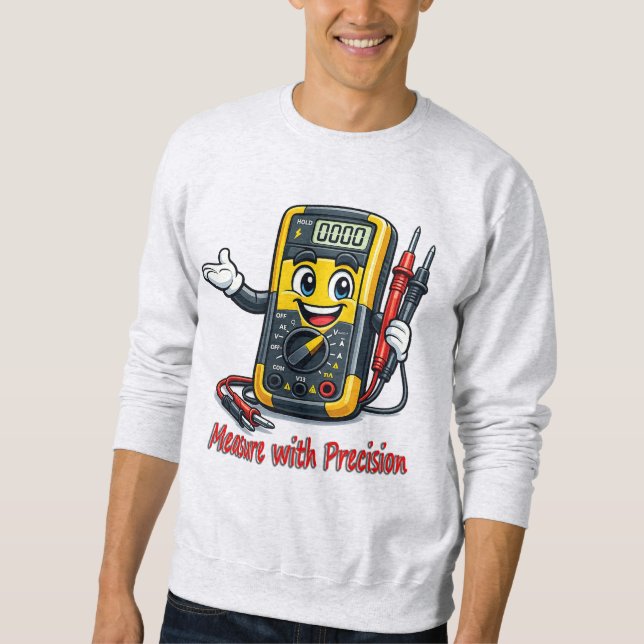 Multimeter Cartoon Measure With Precision Sweatshi Lång Ärmad Tröja (Framsida)
