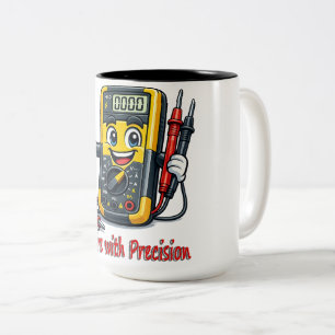 Multimeter Tecknad Maskot Mät Med Precision M Två-Tonad Mugg