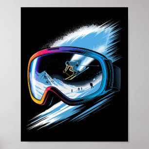 Multipel exponeringskonst Skidåkning Berg Skidor S Poster