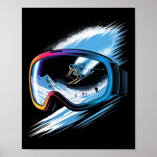 Multipel exponeringskonst Skidåkning Berg Skidor S Poster (Framsidan)