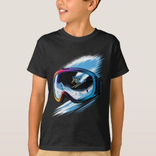 Multipel exponeringskonst Skidåkning Berg Skidor S T Shirt