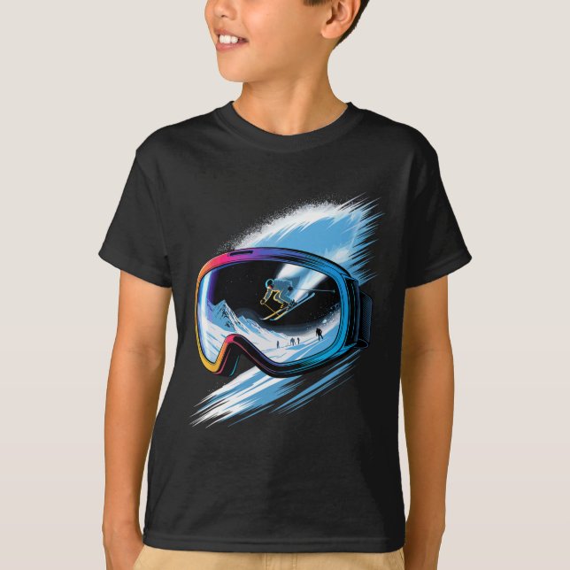 Multipel exponeringskonst Skidåkning Berg Skidor S T Shirt (Framsida)