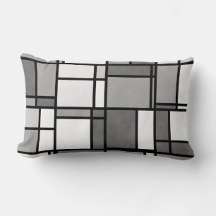 Multipel grå vit Mondrian-inspirerad mönster Lumbarkudde