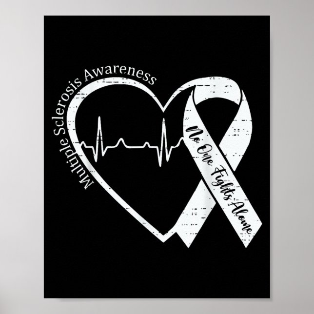Multipel Skleros Medvetenhet Ms Medvetenhet Hjärta Poster (Framsidan)