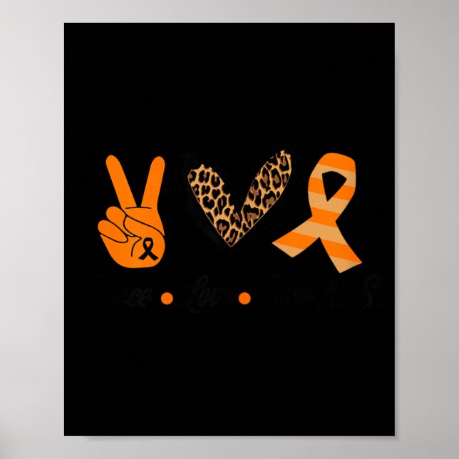 Multipel Skleros Medvetenhet T-shirt Fred kärlek b Poster (Framsidan)