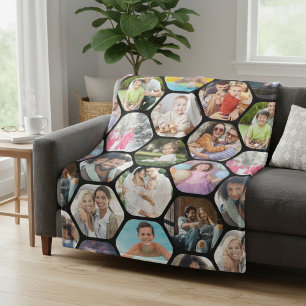 Multipla foto Collage Simple Modern Hexagon Mönste Fleecefilt
