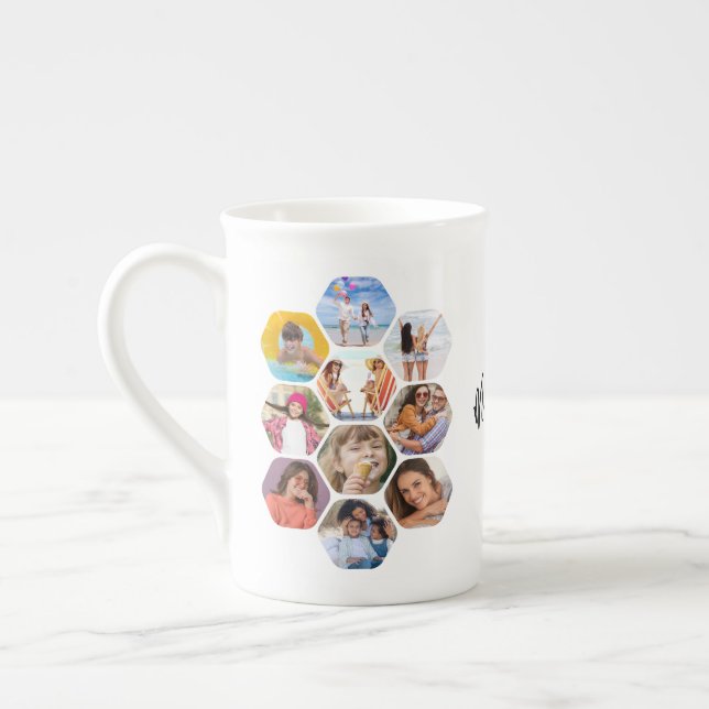Multipla fotosamlingar - enkel modern Personlig Benporslin Mugg (Vänster)